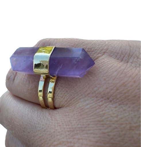 Verstellbarer Amethyst Ring vergoldet